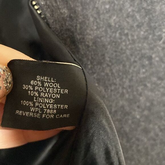 Anne Klein Wool Blend Charcoal Hooded Jacket Size Small - Picture 7 of 8